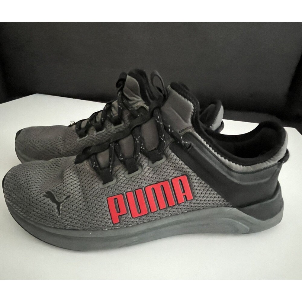 PUMA Softride Astro Mens SlipOn Sneakers 37879904 Gray Black Red S11.5 See Flaws